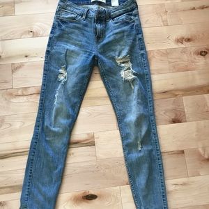 Distressed boutique jeans